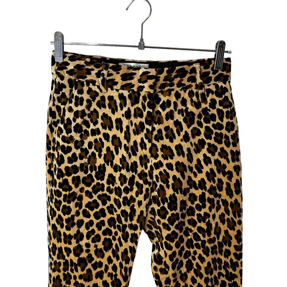 FRAME Denim New Women's Mini Boot High Rise Cheetah Print Velvet Pants Sz 0 Edgy - Picture 5 of 11